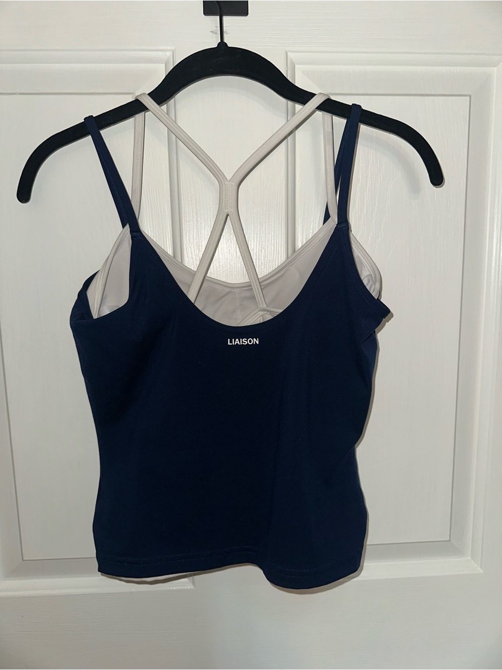 Navy & White Double Layer Sporty Tank Top - Picture 5 of 8